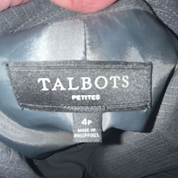 Talbots gray & white pinstriped blazer 4P - Picture 4 of 5